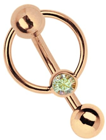 Modern Nature Piercing-Schmuck Intimpiercing oder Bauchpiercing Banane Rose Gold beschichtet in 1,6 mm Stärke mit 5 mm Lochkugel und BCR