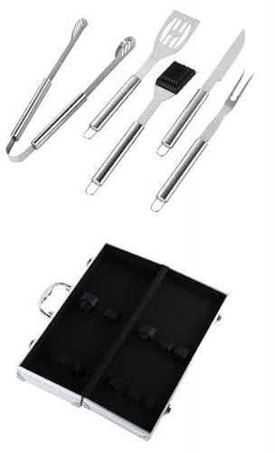 Edelstahl Grillbesteck im Alu-Koffer 5-teilig 60066