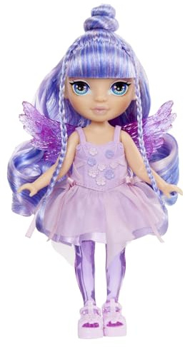 Rainbow High Littles Rainbow Fantasy Fairies & Pet - Amethyst, Viola - Bambola Piccola 14 cm Snodata e Animaletto Magico Unicorno Pegaso Fantasy con Ali da Fata intercambiabili. Età 4+