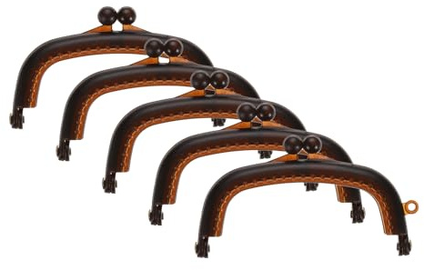 QUARKZMAN 5pcs Marco de Bolso de Plástico, 8.5cm/3.3 Arco Retro con Cierre de Beso Grabado para Bolso de Mano, Monedero, Bolso de Embrague, Reemplazos de Herrajes de Marco (Café)
