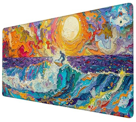 Alfombrilla Ratón, Alfombrilla Ratón XXL Gaming Tapete Escritorio Ordenador (1400x600x3mm) Protector Escritorio Alfombrilla Antideslizante para Ratón Láser y Óptico (Olas) mousepad (Color) L-2-V