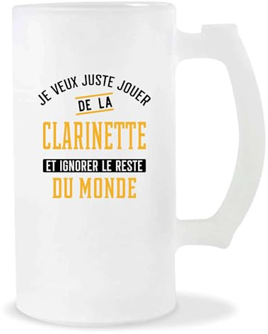 Otshirt Verre à Bière Jouer de la Clarinette et Ignorer le Monde | Chope de Bière Pinte | Idée Cadeau Musicien Humour Instrument Musique Original Drôle Mélodie Artiste