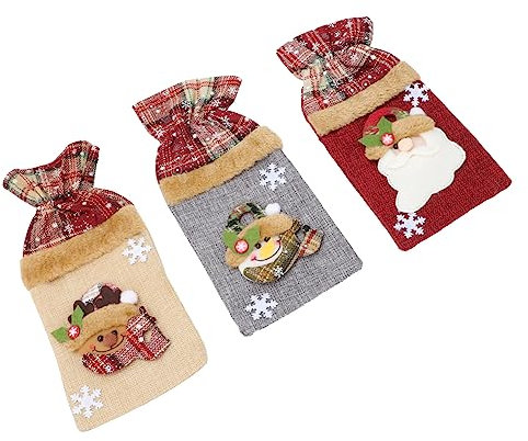 Ciieeo 3stücke Flaschenüberzug Für Weinflaschen Weihnachtsdeko Partyzubehör Weihnachtsflaschenhülle Weinflaschendekoration