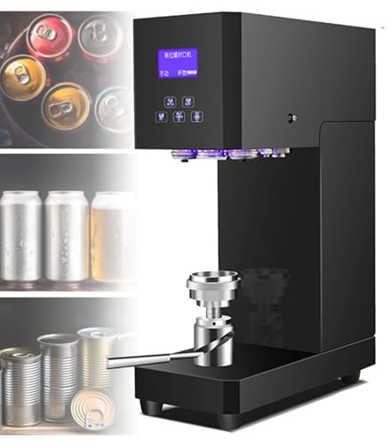 Automatische Dosenverschließmaschine, kommerzieller Tischdosenverschließer mit intelligentem LCD-Display, schnelles und präzises Verschließen von Dosen, Flaschen und Gläsern,Black