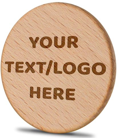 Lot de 30 à 1 000 jetons en bois personnalisables, logo/texte/image gravé au laser sur jetons de boisson de 3,8 cm, pour promotions de bar, mariages, fêtes, événements d'entreprise, cadeaux