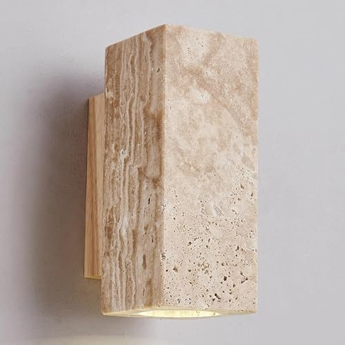 Applique da Parete per Interni, Base in Legno di Pietra Gialla Naturale, Lampada da Parete in terrazzo di metà secolo, Lampada da Parete in Pietra per Bagno, Soggiorno, corridoio,