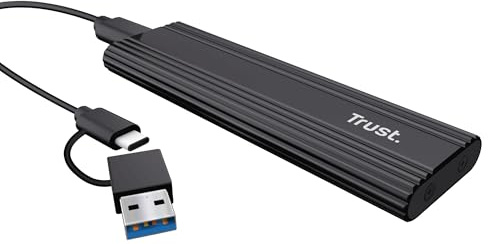 Trust Carcasa SSD M.2 NVMe USB-C 10Gbps, Caja Disco Duro Externo SSD 4TB, Compatible con 2230 2242 2260 2280 FAT32/NTFS/EXT4/exFAT/APFS, Enclosure Funda Adaptador Portatil M / M & B Key