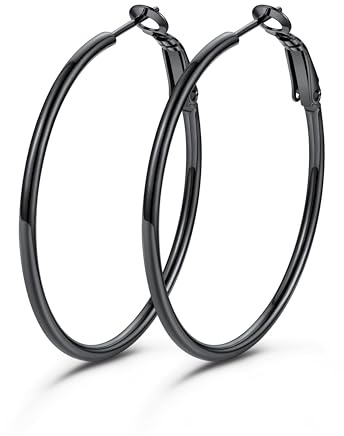 GoldChic Ohrringe Creolen Edelstahl Damen 20-100mm Hoop Silber/Gold/Schwarz | Damen Creolen Edelstahl Ohrschmuck wasserfest,Einfach zu tragen, leicht, kann den ganzen Tag getragen werden