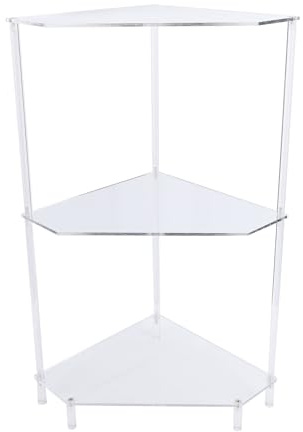 Pilipane Dreieckiger Eck-Beistelltisch aus Acryl mit 3 Ebenen, platzsparend, wasserabweisend, Kleiner Beistelltisch für Wohnzimmer, Schlafzimmer, Badezimmer, Organizer mit Regalen aus