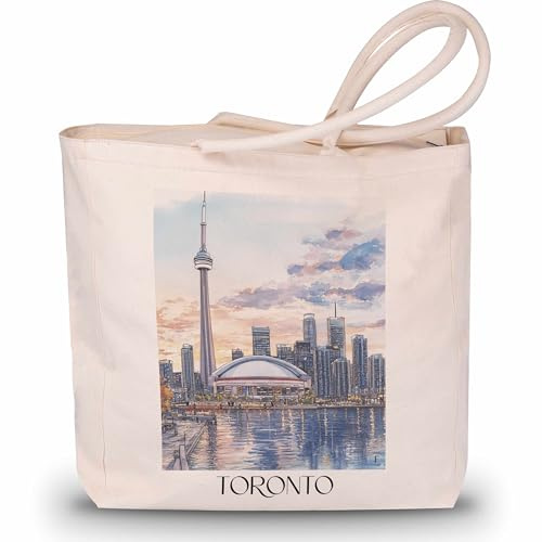 favplace Shopping Tasche mit Städtemotiv Toronto Kanada Tote Bag - Shopper bzw. Einkaufstasche für Fernweh oder Heimat - Reise Daybag - Jutebeutel