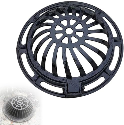 Ductile Iron Drain Grate, Round Hollow Manhole Cover and Frame, Outdoor Drain Cover for Sewer, Garden, Yard, Lawn, Integrated Design(50x60x15 cm/20x24x6 in)