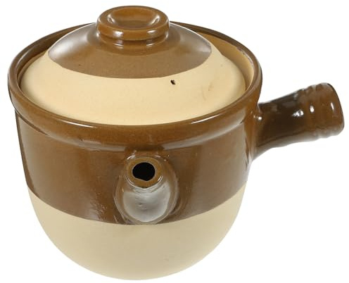 COLLBATH Cazuela de Barro Tradicional para Medicina con Mango Ergonómico Antideslizante Resistente al Calor para Cocinar Estofados y Caldos Cocina Doméstica