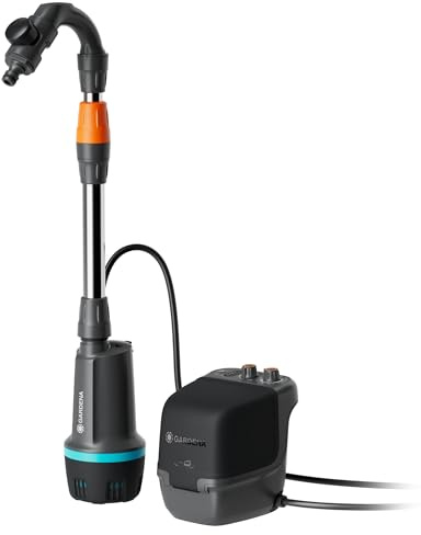 GARDENA Pompe pour réservoir d'eau de pluie à batterie 2600 Comf 18V P4A solo Pompes : Contrôle d'irrigation programmé, Fonction minuterie, S'adapte à votre réservoir d'eau (14604-55)