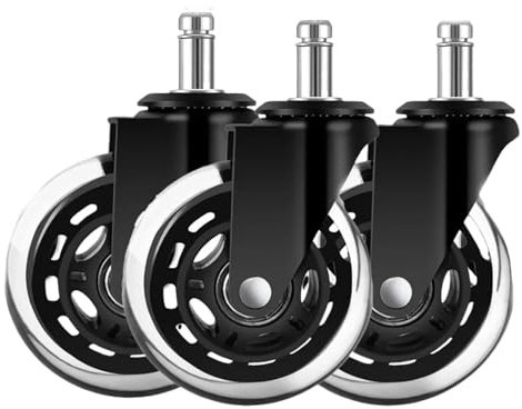 bürostuhlrollen 5PCS Bürostuhl Caster Räder 3 Zoll Swivel Gummi Ersatz Weiche Rollen Möbel Hardware(Black 3pcs 10mm)