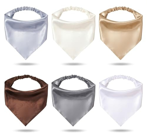 6pcs Bandana Headband, Hair Bandanas Women Tie Bandana Boho Headbands Hair Scarf Triangle Headscarf for Girls Elastic Non Slip Kerchief Headscarves In Assorted Col