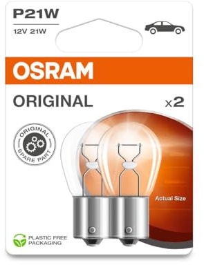 INION 2x OSR. ORIGINAL Auto Lampen P21W BA15s 12V 21W 7506-2BL 7506 Halogen Birnen Doppelblister (2 Lampen)
