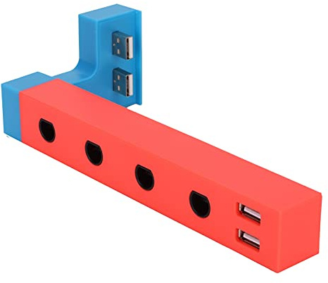SIXRUN Adaptador de Controlador, Adaptador USB de 4 Puertos para Consola con 2 Puertos USB Adicionales, Accesorio de Juego Multijugador Plug and Play para Controladores con Cable