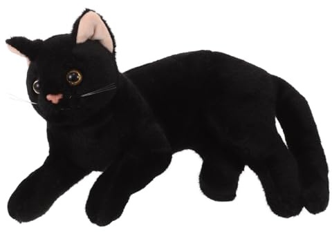 Toddmomy Chat en peluche noir – Coussin en peluche réaliste et doux pour un confort douillet, cadeau mignon pour enfants et adultes, Noël, Saint-Valentin, 30 cm