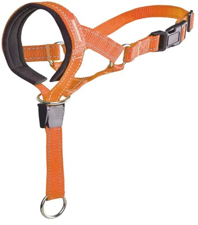 Dog Head Halter No Pull with Safety Strap, Adjustable Padded Headcollar for Dogs, Humane Leash Control to Reduce Pulling During Walks (Orange, L)