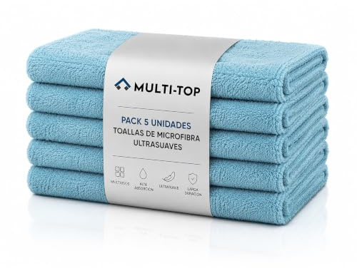 Sisbrill Pack de 5 Paños de Microfibra para Coche 40 x 30 cm, Bayetas Multiusos para Carrocería, Cristales, Llantas e Interior (Pack 5 40x40)