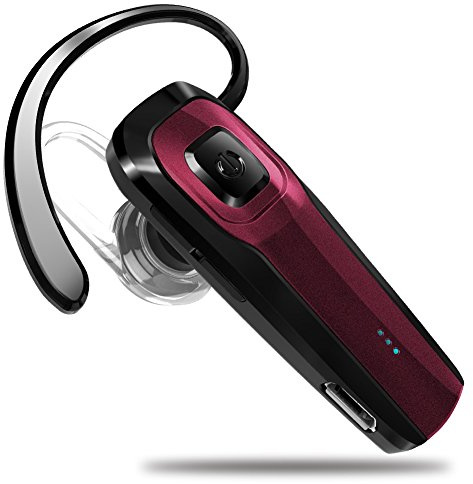 TOORUN Bluetooth Earpiece, M26 Bluetooth Headset Handsfree Wireless Headphone with Noise Cancelling and Microphone Compatible for Android iPhone Cell Phone Laptop - Red