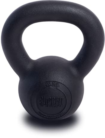 SUPRFIT Econ Kettlebells - Pulverbeschichtete Kugelhantel aus Gusseisen für Kraft- & Crosstraining - Ideal zum Reißen, Stoßen & Drücken, Perfekt als Kettlebell Set, Gewicht: 4-48kg, Schwarz lackiert