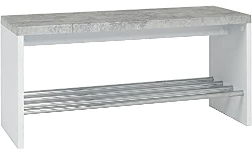 HAKU Möbel 95630 Bank, Metall, Betonoptik-weiß-chrom, 81 x 30 x 40