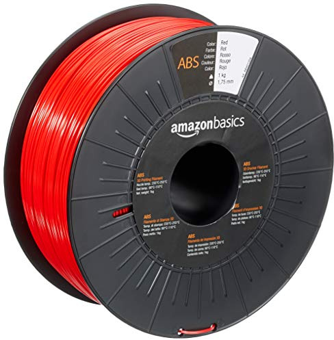 Amazon Basics 3D-Drucker-Filament aus ABS-Kunststoff, 1.75 mm, Rot, 1-kg-Spule