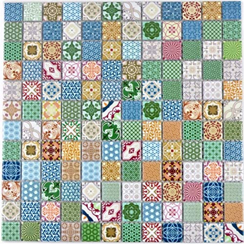 bunte Mosaikfliese spanische Optik Retro Vintage Keramikmosaik MOS18D-1616_f | 10 Mosaikmatten