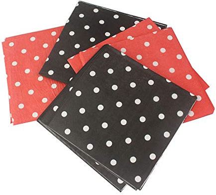 Red Black Polka Dot Paper Napkins 80count, Decorative Dinner Luncheon Napkins for Party Events, folded 6.5” x 6.5”, unfolded 13” x 13”