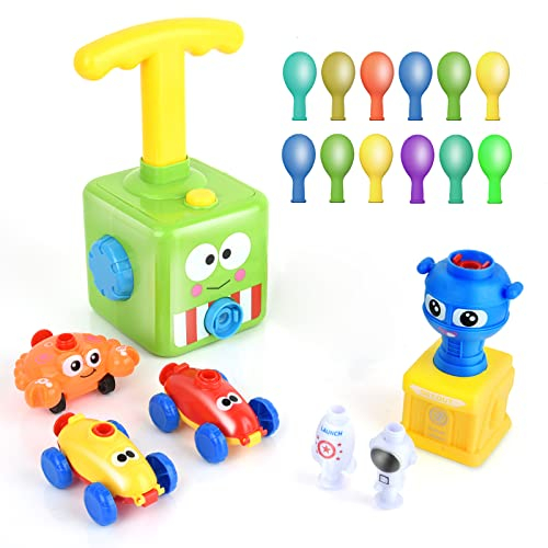 Bcamelys Balloon Powered Car with Launch Pad Toy for Kids Air Inertial Balloon Pump Cars Racer Creative Vehicle Toy for Children Best Toys Gift for Kids (Green)