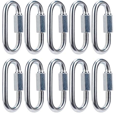 OWAYOTO Quick Link Carabiner Chain Repair Links M6 1/4 inch 10pcs Silver D-Shape