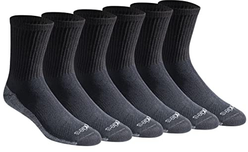 Dickies Men's Dri-Tech Mid-Crew Comfort Length Moisture Control Socks, Available in M-XL (6, 12 Pairs), Comfort Length Black (6 Pairs), Large