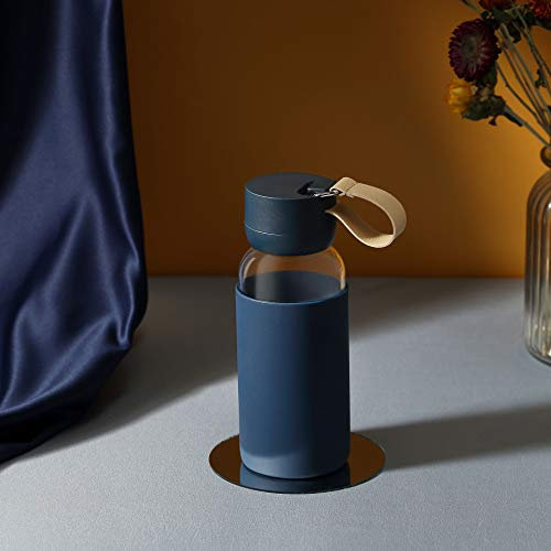 qunxun Einfaches Glas Mit Magnetischem Schnallengriff Tragbarer Silikon-sportbecher Für Den Außenbereich 400ML Blau