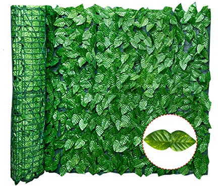 Eeneme 1 roll of artificial trellis hedge, faux privacy fence, screening trellis, artificial ivy garden, privacy screen, plastic, UV protection for outdoor, garden, wall decoration (0.5 x 1 metre)