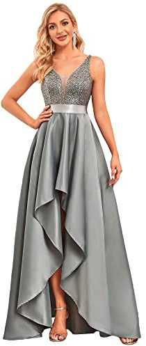 Ever-Pretty Vestido de Fiesta Sin Mangas Escote en V Corte Imperio Elegant Alta Baja Mujer 00667