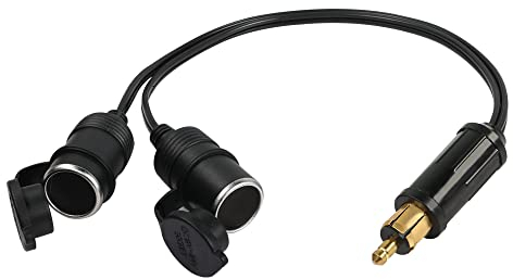 RIIEYOCA DIN Stecker auf Dual Standard Zigarettenanzünder Adapter，Stecker mit wasserdichter Kappe auf Buchse Adapterkabel, passend für Auto 12V 24V