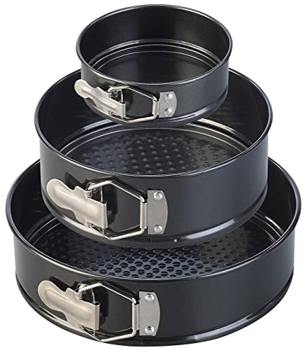 Rosenstein & Söhne Backform: 3er-Set antihaft-beschichtete Springformen, Ø 12/17/21 cm (Kuchenformen, Springform Set rund, Geburtstag)