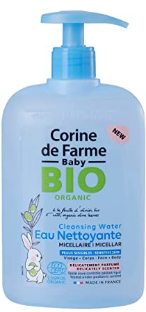 Corine de Farme - Agua de Limpieza Micelar Bio Perfumada Bebé y Recién Nacido - Fórmula con Extracto de Hoja de Olivo Ecológico - Cosmético Natural - Fabricado en Francia - Pieles Sensibles