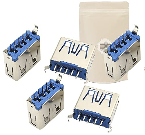 Adaptout 5X Prise USB 3.0 Femelle a souder PCB Board 9 Points Flat Piece de Rechange