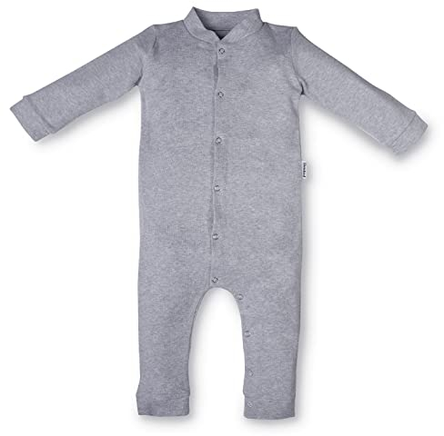 Ehrenkind® Strampler | Schlafanzug | 100% Bio-Baumwolle Schlafoverall | Standard 100 by Oeko-TEX | Hellgrau Melange Gr. 62/68