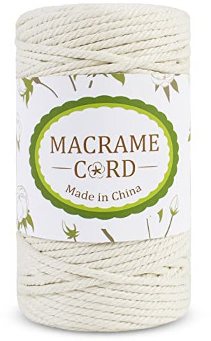 LEREATI Makramee Garn 4mm x 100m Baumwollkordel Geflochten Baumwollseil Baumwollgarn, Macrame Cord 4mm für Makramee Wandbehang, Hängepflanze, Hochzeitsbogen Deko, Vorhang, DIY Handwerk (Natürlich)