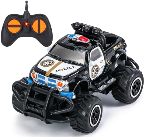 Highttoy Spielzeug ab 2 3 4 Jahre Jungen Kinder Ferngesteuertes Polizeiauto Kinderspielzeug ab 2 Jahre 2.4GHz Ferngesteuertes Auto Spielzeug ab 2 3 4+ Jahre Jungen Mädchen Geschenk, Schwarz