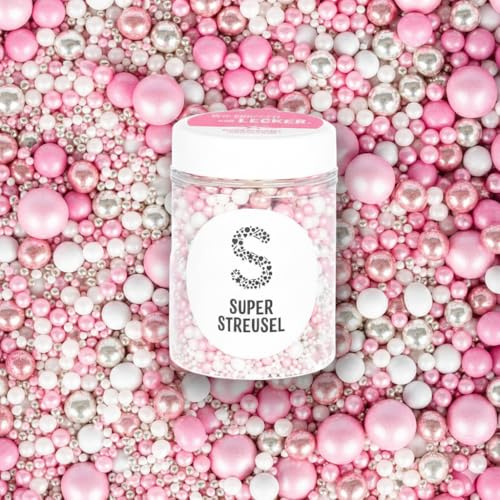 Super Streusel KuschelMuschel - Zuckerperlen bunt, Schokokugeln (90g) | Große Perlen mit Schokofüllung, bunte Nonpareilles Streuseldeko für Muffins, Cupcakes & Cake Pops
