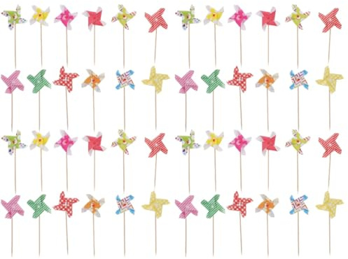 Abaodam 48 Stück Windmühlen-Kuchenstecker Tortendeko Geburtstag Kuchendekoration Für Kuchen Und Muffins Nicht Essbare Kuchendekorationen Party Dekoration 4.72X2.76X1.38in