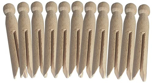 EKDJKK Round Wooden Clothespins, 12 Pcs Old Fashioned Traditional Heritage Dolly Clothes Pegs, Unfinished Wood Doll Pins for DIY Art Painting Outdoor Home Kitchen Travel