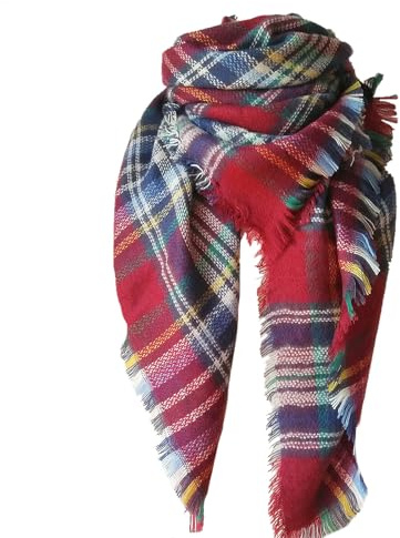 DELEY Retro Damen Tartan Sciarpa Scialle Schal Plaid Wrap Wickelschal | Weich, Warm, Kariert, Unisex, Mode, Schals, Decke, Plaid, Überwurf