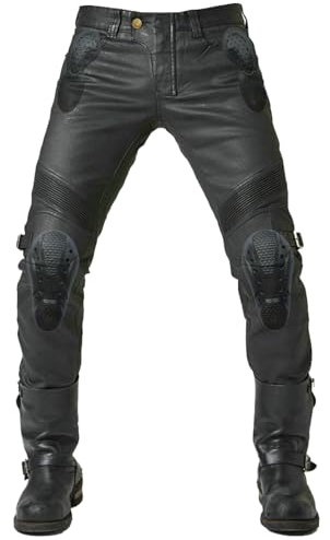 QIYUANT Motorradhose Herren Motorrad Jeans Reiten Schutzhose Denim Wasserabweisende Beschichtung Stretch Vintage Damen Jeanshose mit Abnehmbar Verbesserter Rüstung Protektoren (Schwarz, 3XL)