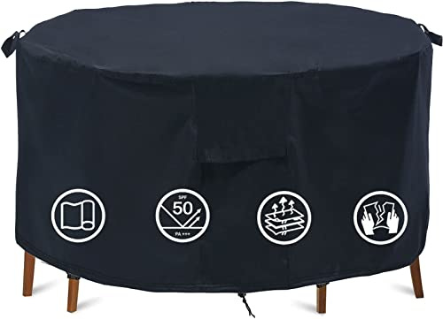 Garden Furniture Covers - Waterproof, Round Patio Table Cover (Ø163x70cm) - Windproof, Anti-UV