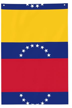 Bandera de Venezuela de colores vivos de 2 x 3 pies para exteriores, banderas con ojales, poliéster de alta calidad